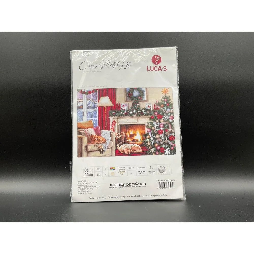 Luca-S Christmas Interior Cross Stitch Kit‎ Anchor Metallic Threads Cozy Room